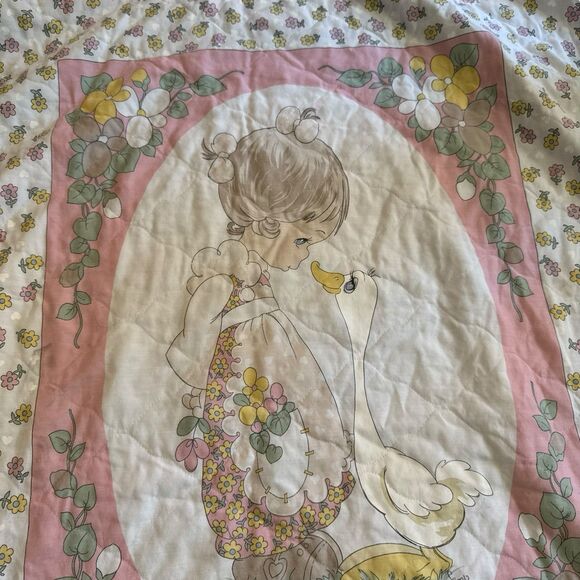 Precious Moments Vintage Baby Girl Infant Blanket Goose Project Linus 42”x33” - Picture 2 of 9